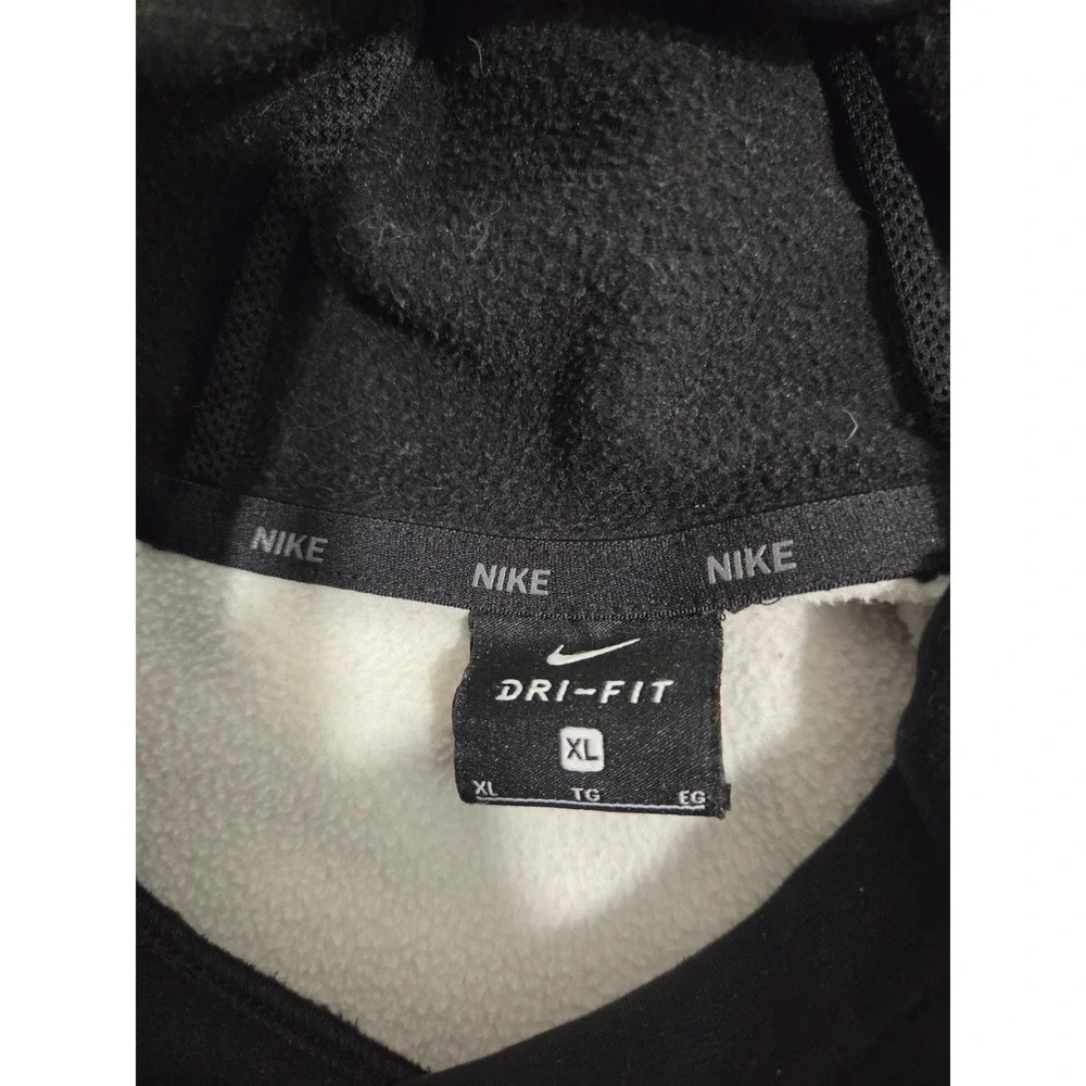 Nike Dri-FIT Therma Hoodie Mens XL Gray Black‎ Big Swoosh Pullover Sweatshirt